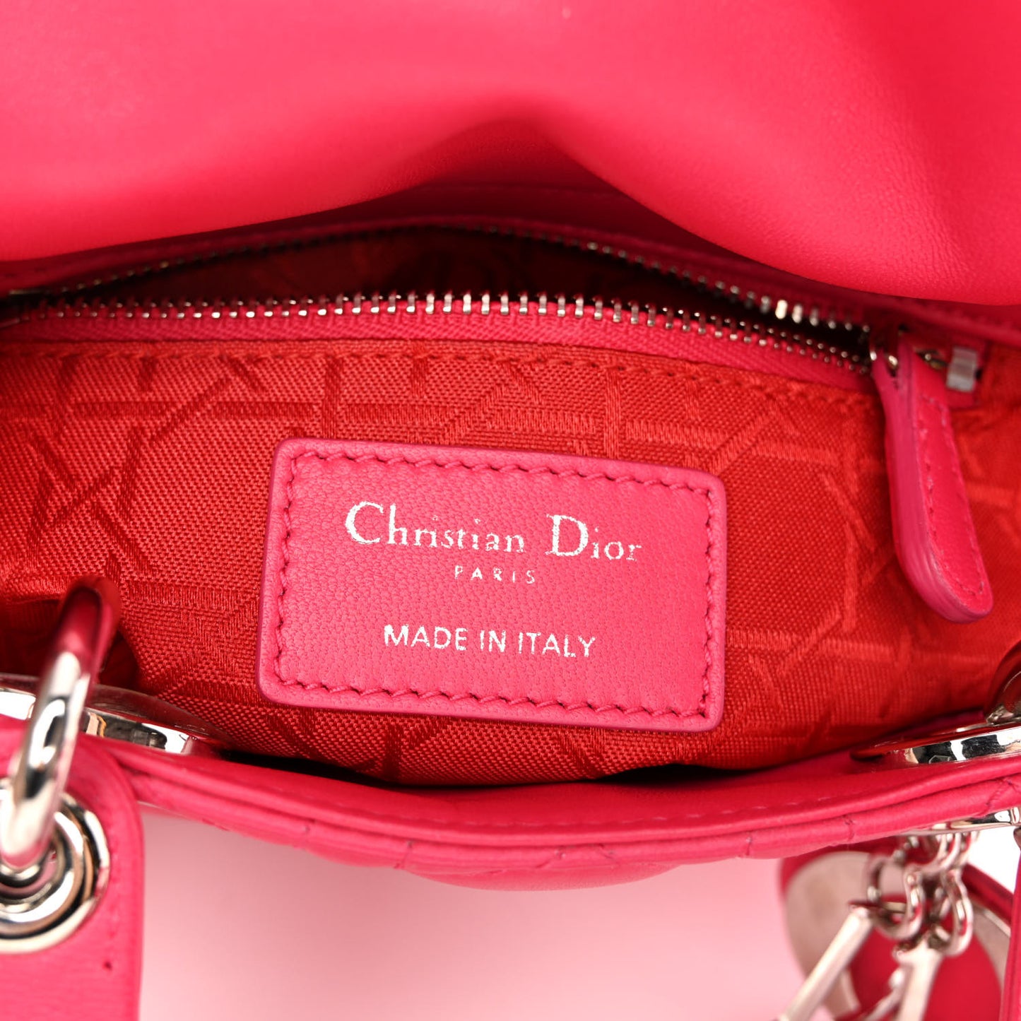 Lambskin Cannage Mini Lady Dior Fuchsia