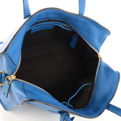 Alexander McQueen Pebbled Calfskin Small Skull Padlock Zip Around Tote Blue 5 of 9