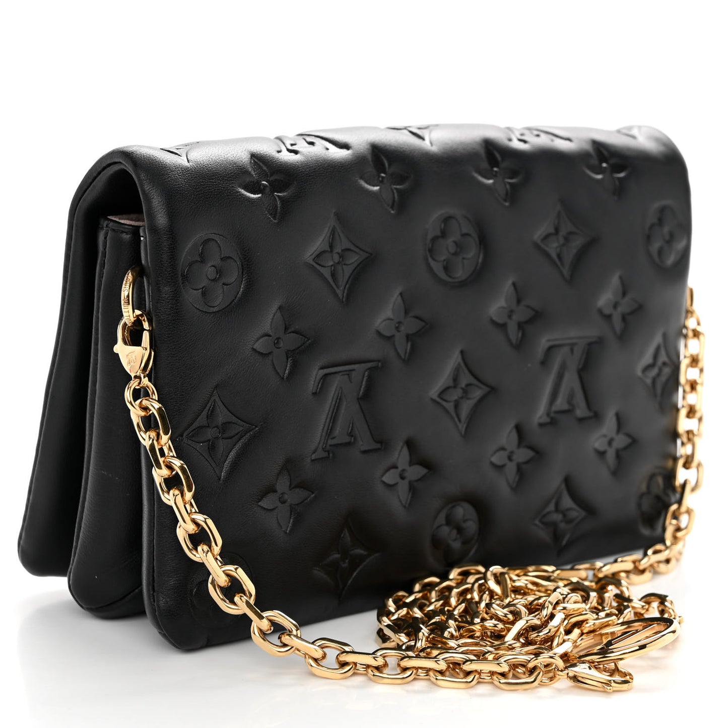 Lambskin Embossed Monogram Pochette Coussin Black