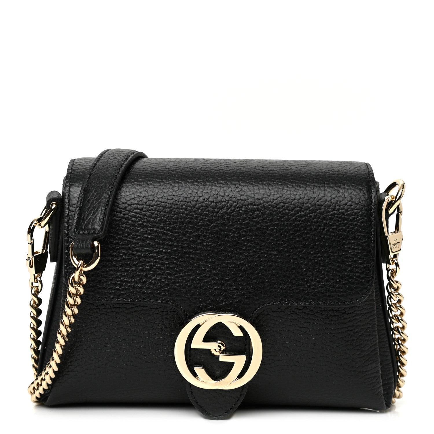 Gucci Dollar Calfskin Interlocking G Crossbody Bag Black 1 of 10