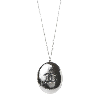 Chanel Ruthenium Locket CC Necklace Silver 1 of 8