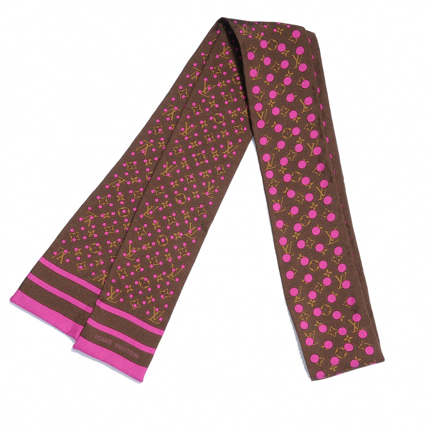 Silk Perforated Monogram Bandeau Fuchsia Brown