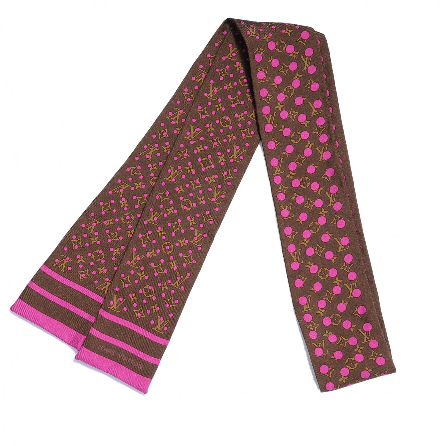 Louis Vuitton Silk Perforated Monogram Bandeau Fuchsia Brown 1 of 3