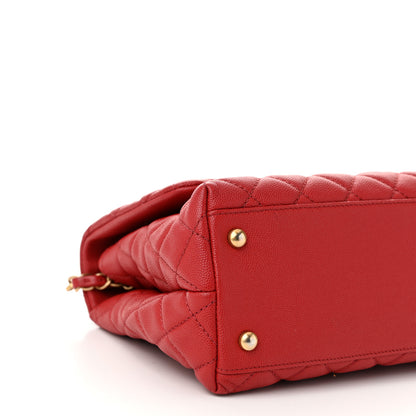 Chanel Caviar Lizard Embossed Quilted Small Coco Handle Flap Red 9 of 11