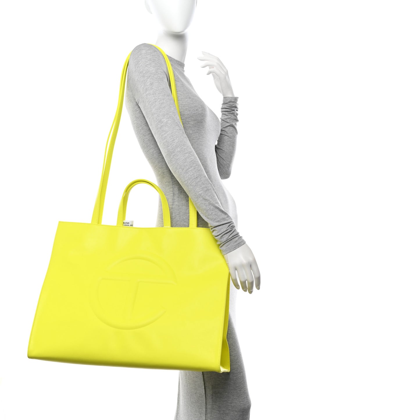 Vegan Leather Large Shopping Bag Highlighter Yellow