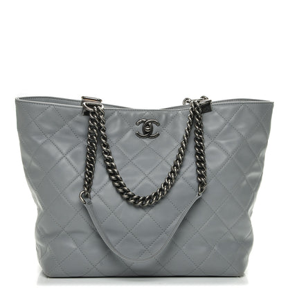 Chanel Calfskin Quilted Large Shopping In Chains Tote Light Grey 1 of 7