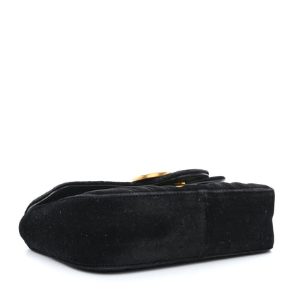 Gucci Velvet Matelasse Mini GG Marmont Shoulder Bag Black 4 of 13