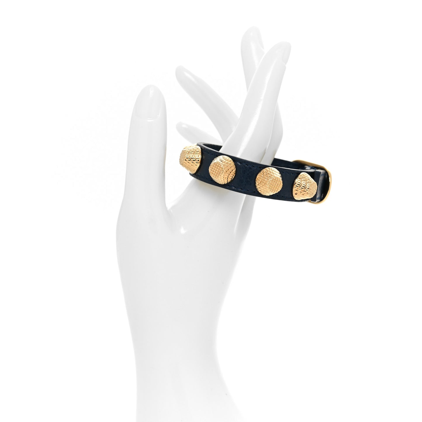 Agneau Giant 12 Gold Hardware Stud Bracelet M Bleu Obscur