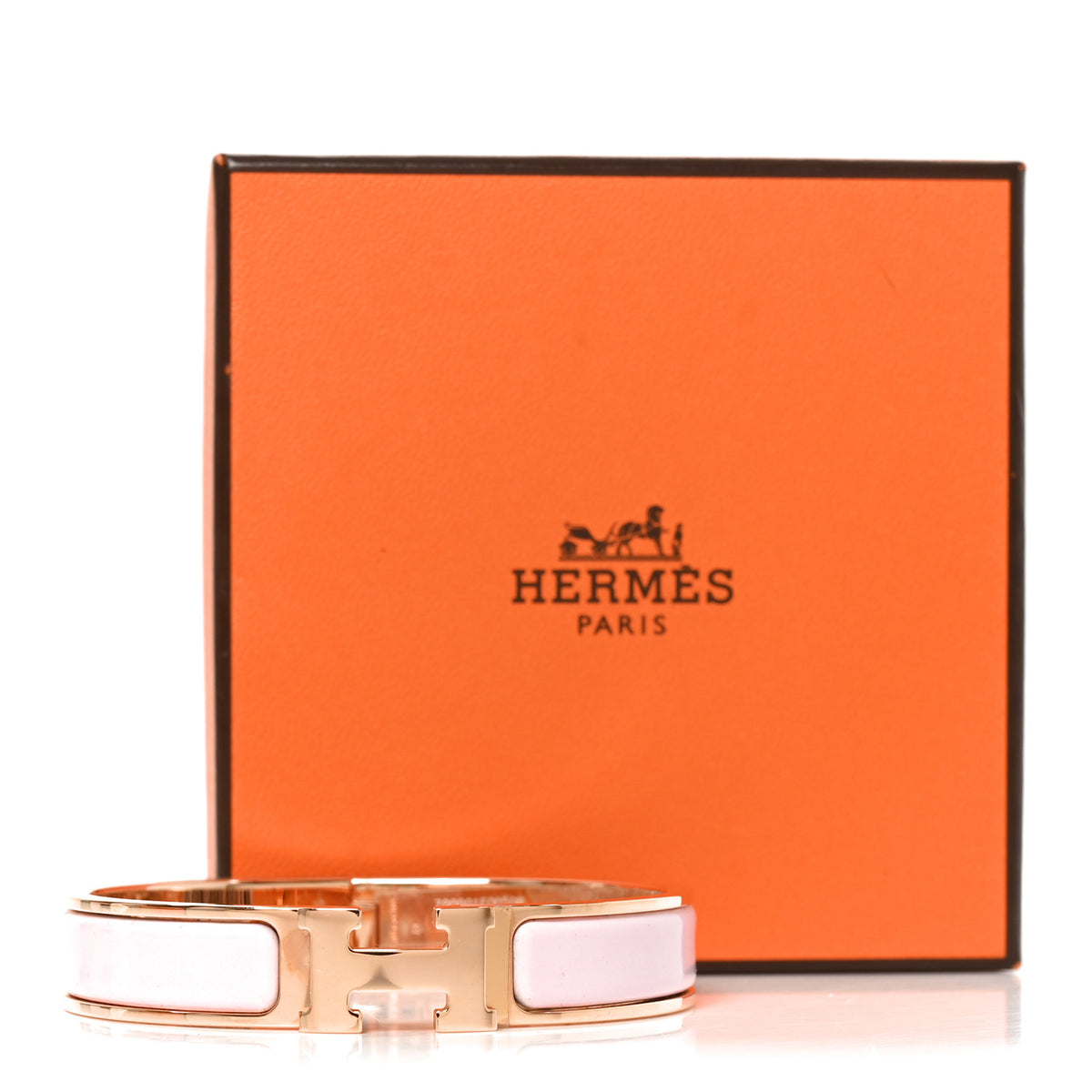 Enamel Narrow Clic Clac H Bracelet GM Rose Dragee