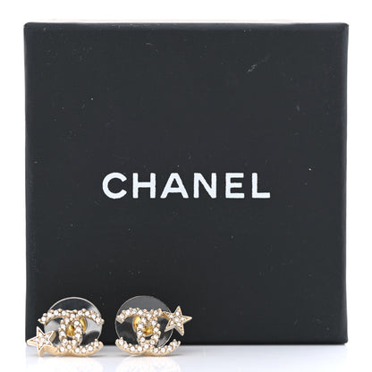 Chanel Crystal CC Starfall Earrings Gold 5 of 5