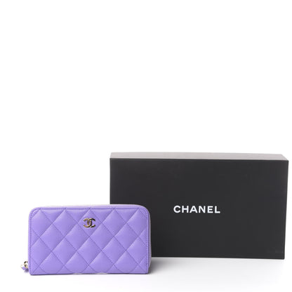 Chanel Caviar Quilted Large Gusset Zip Around Wallet Purple 8 of 8