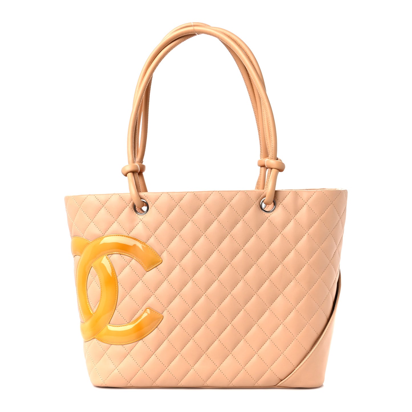 Calfskin Quilted Large Cambon Tote Beige