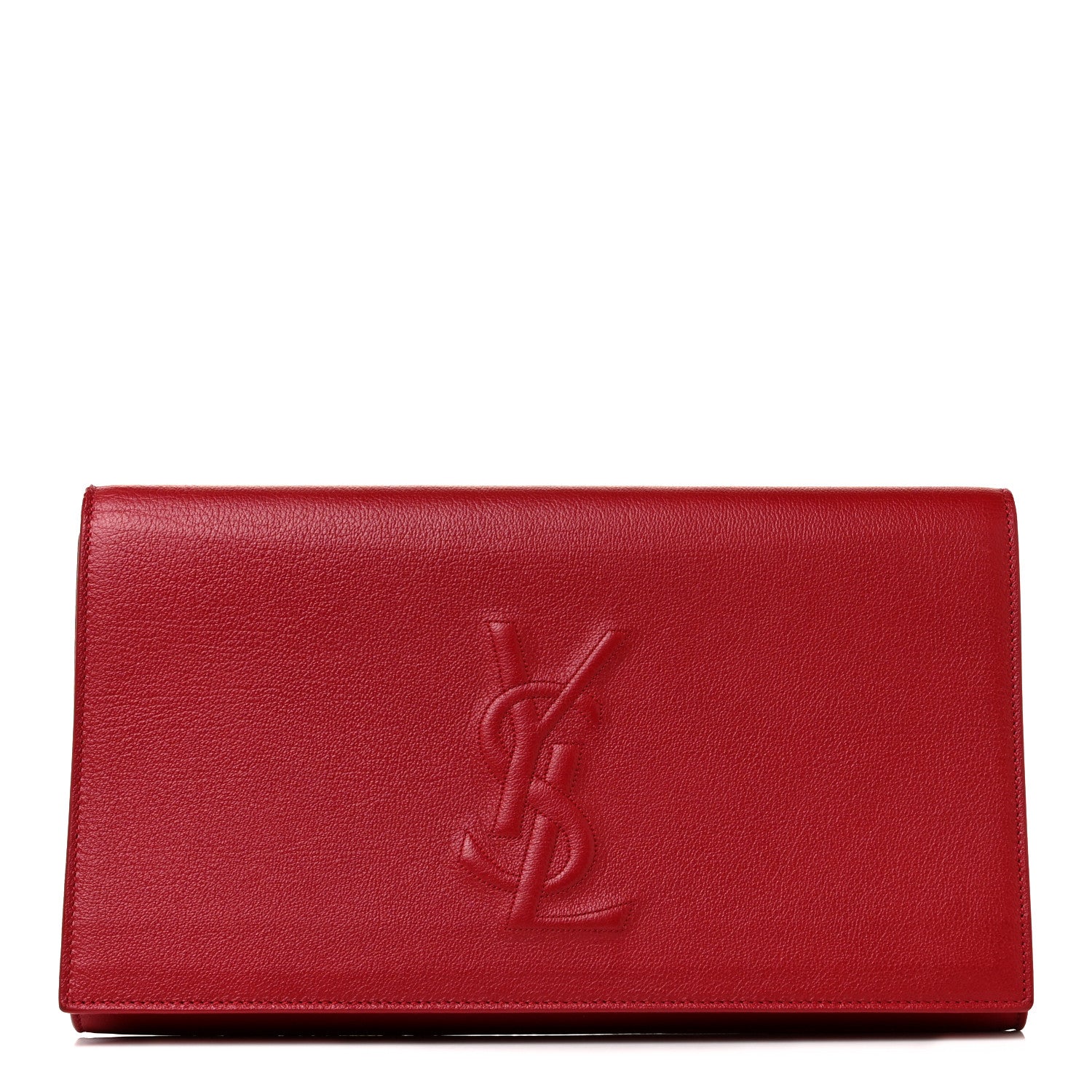 Saint Laurent Calfskin Monogram Large Belle De Jour Clutch Red 1 of 9