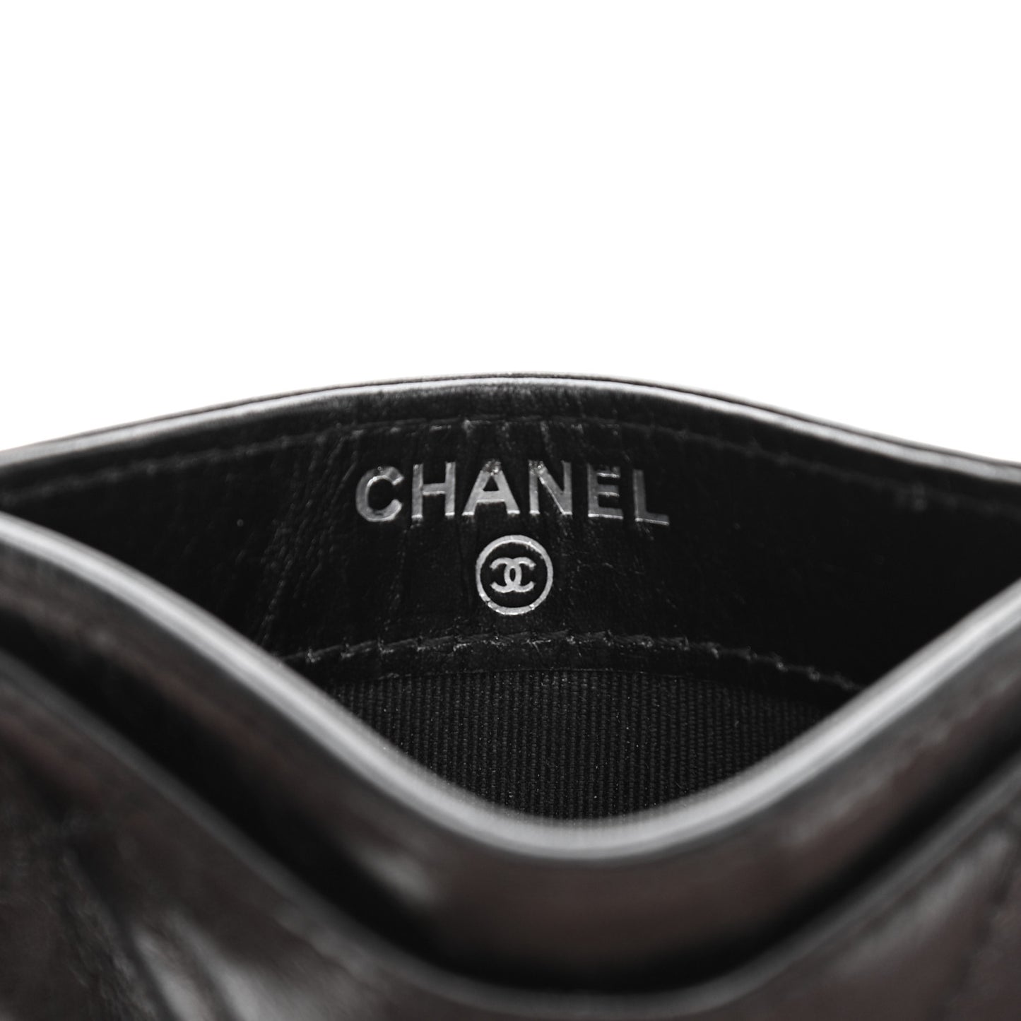 Metallic Aged Calfskin Quilted Reissue Card Holder Charcoal