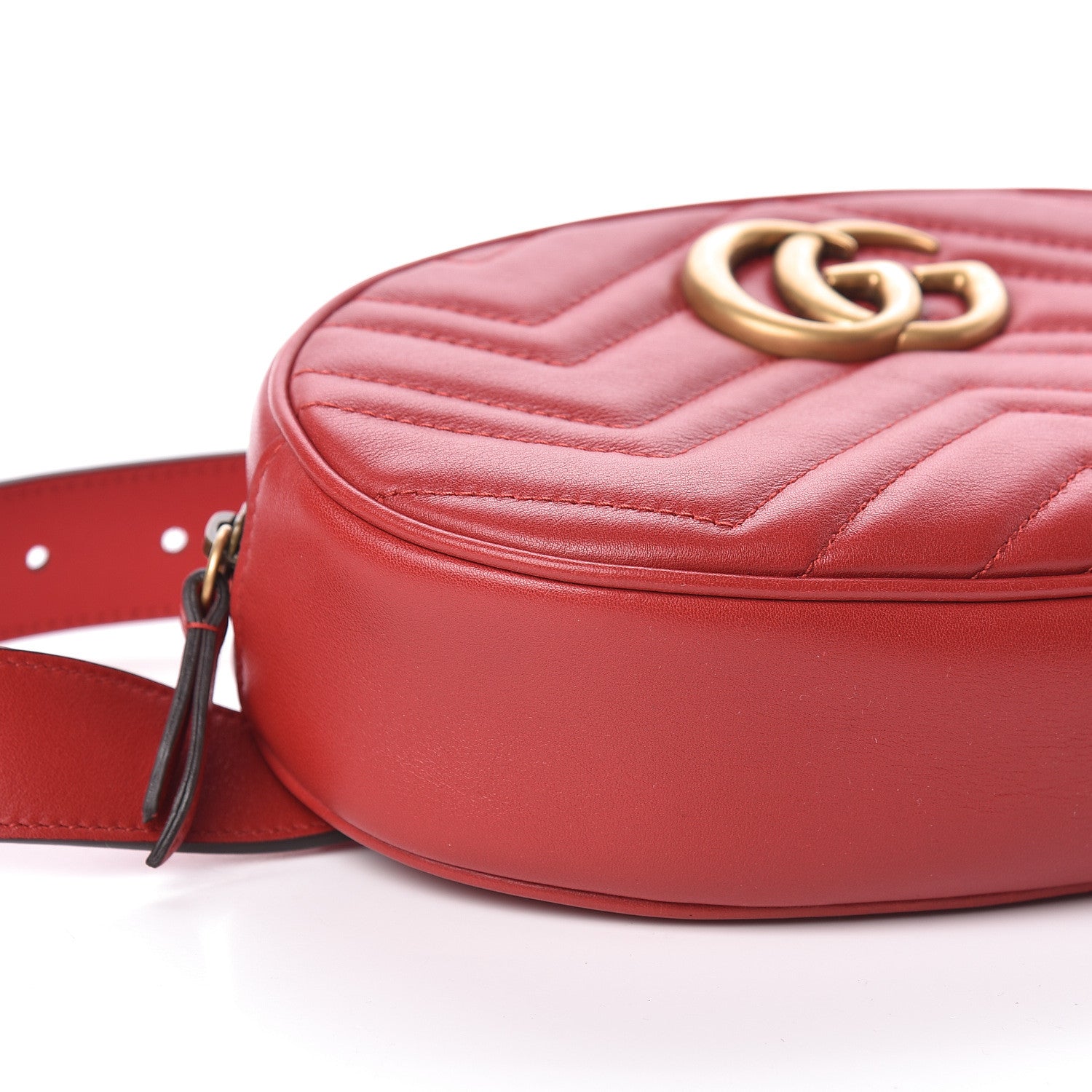 Gucci Calfskin Matelasse GG Marmont Belt Bag 85 34 Hibiscus Red 8 of 10