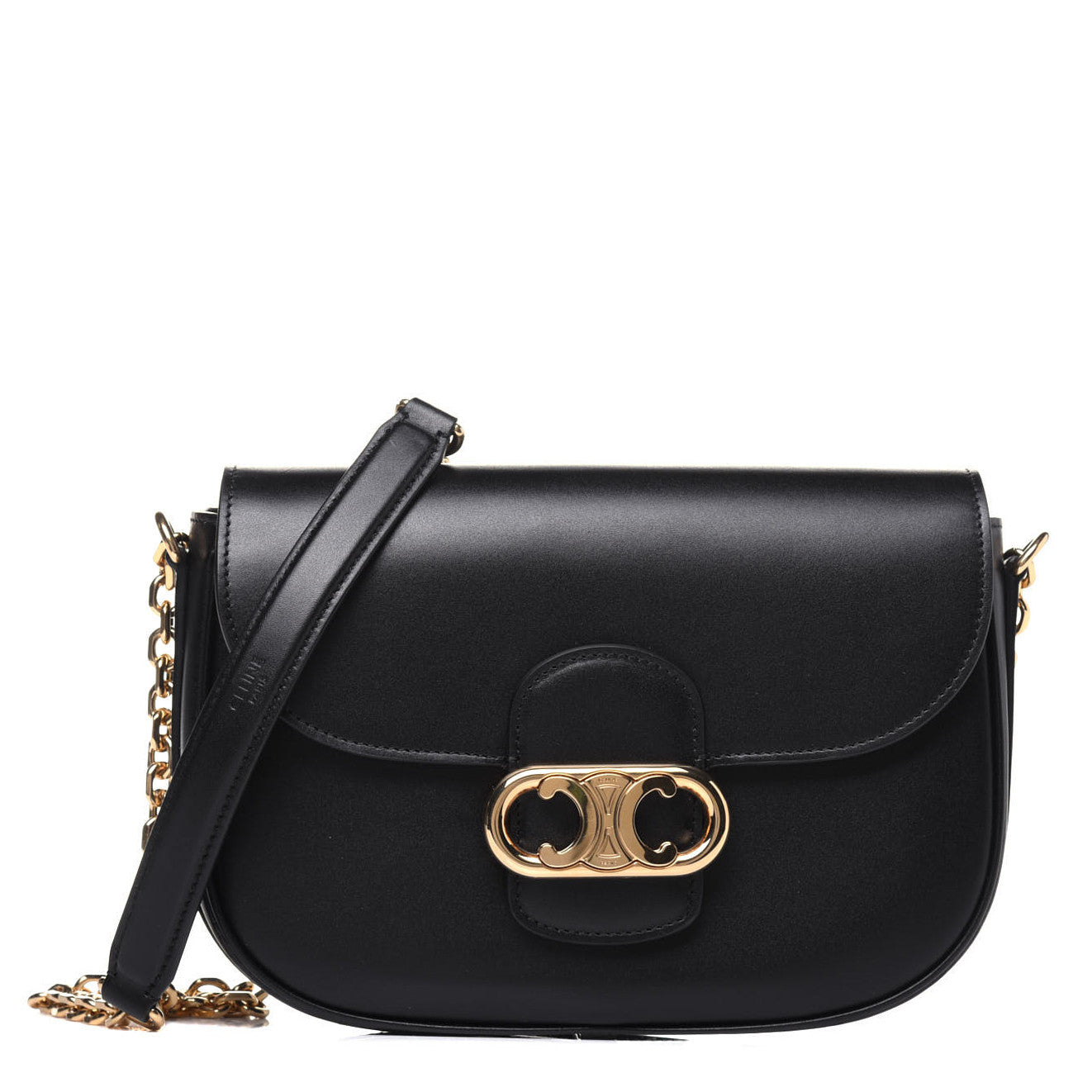Celine Shiny Calfskin Medium Chain Maillon Triomphe Black 1 of 13