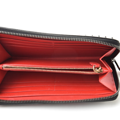 Christian Louboutin Patent Panettone Spiked Valentines Zip Around Wallet Black Fuchsia 5 of 8