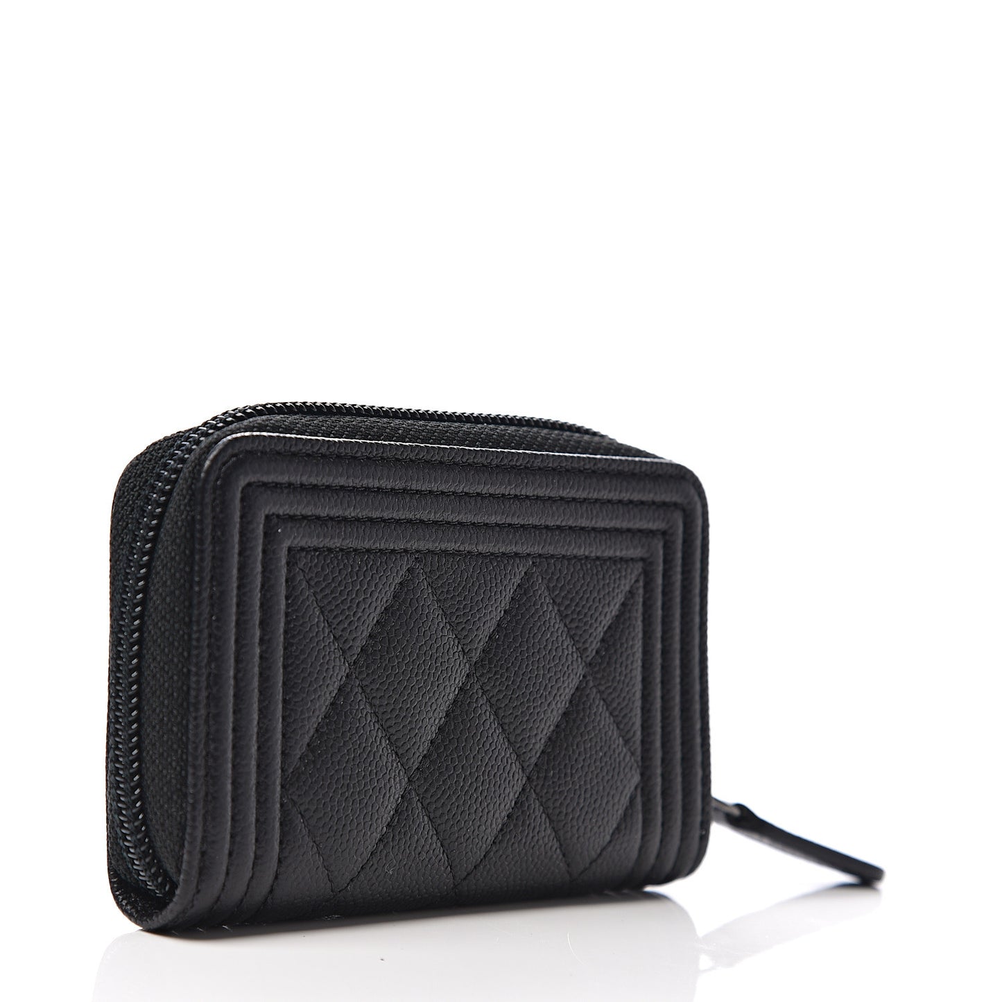 Caviar Quilted Boy Zip Around Coin Purse Wallet