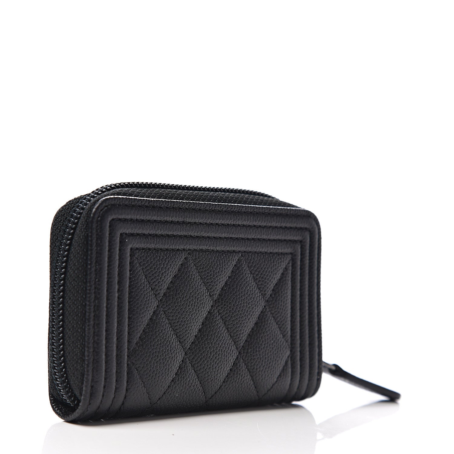 Chanel Caviar Quilted Boy Zip Around Coin Purse Wallet 2 of 6