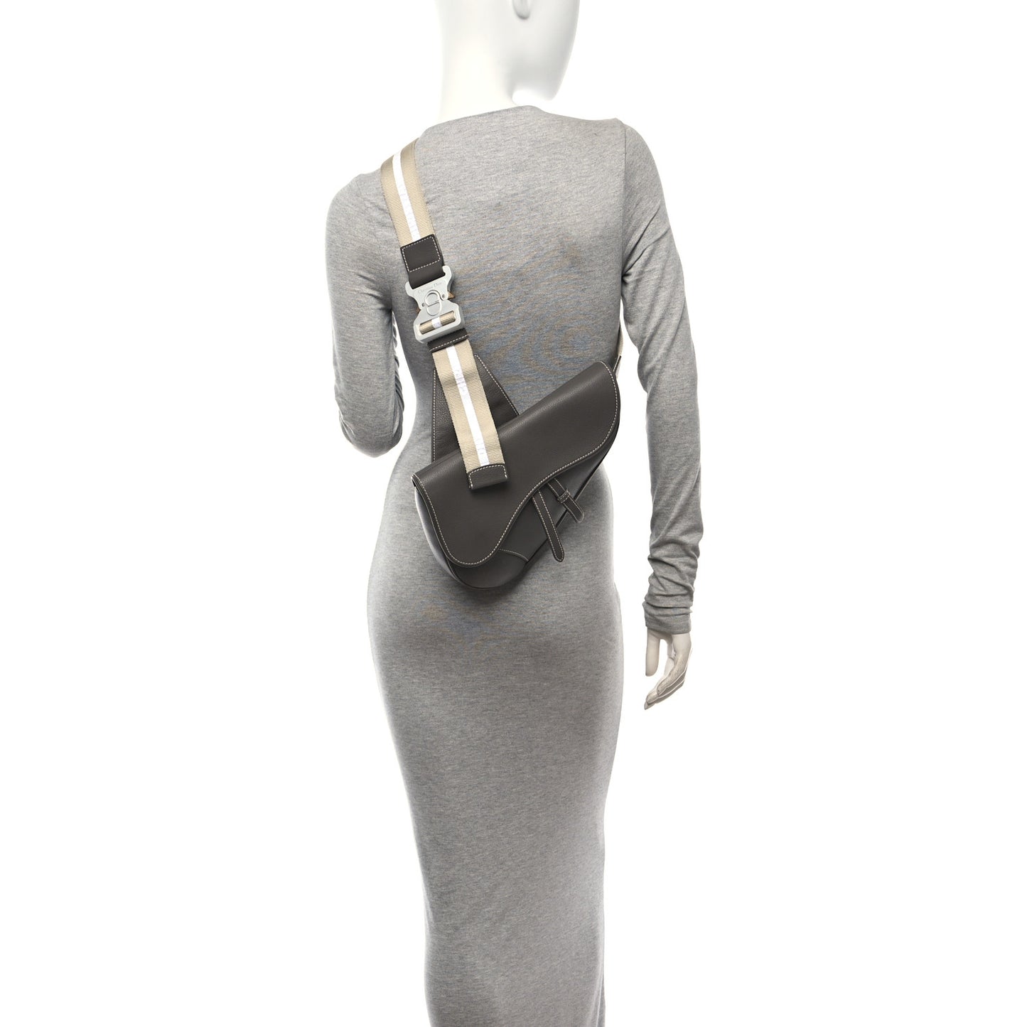 Grained Calfskin Kim Jones Saddle Bag Grey