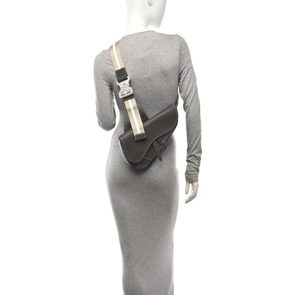 Christian Dior Grained Calfskin Kim Jones Saddle Bag Grey 2 of 14