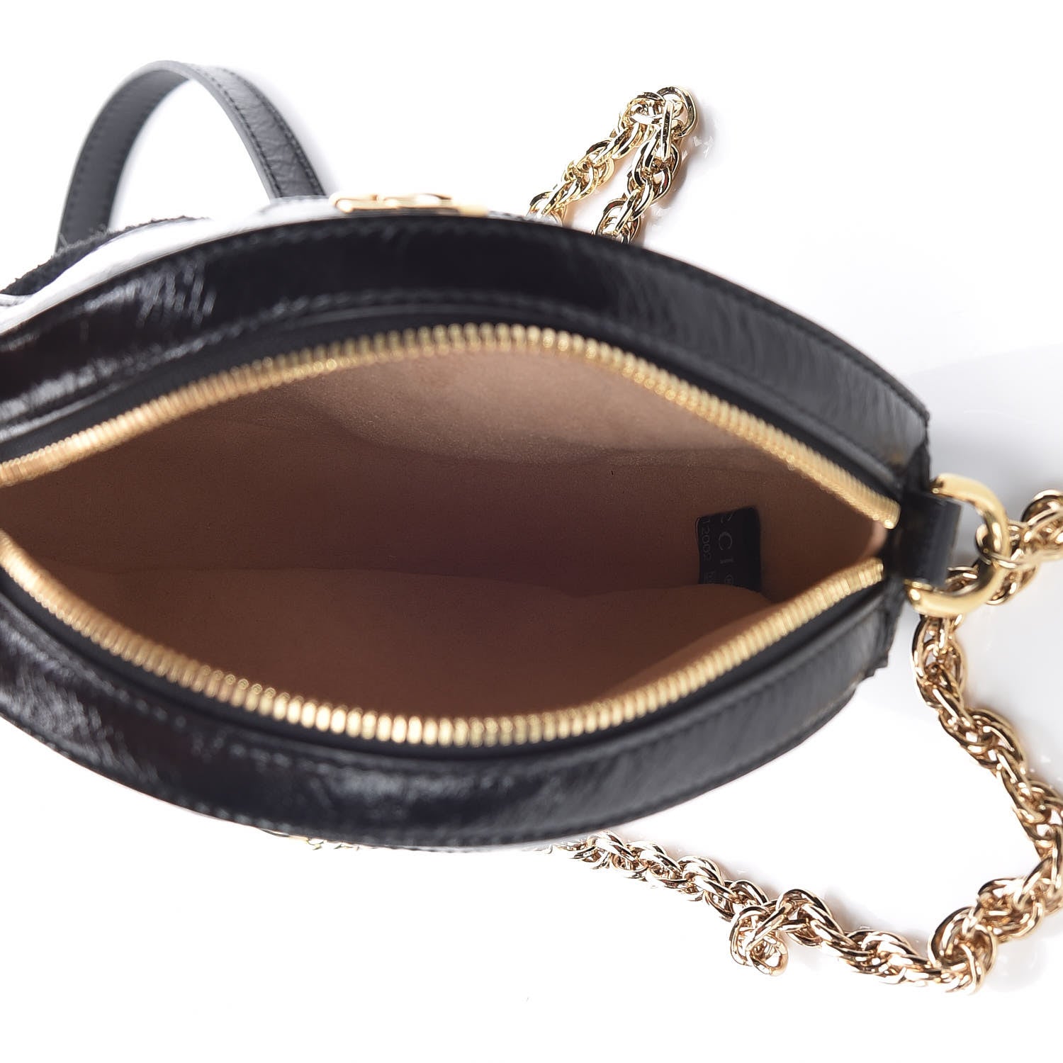 Gucci Suede Patent Web Mini Ophidia Round Shoulder Bag Black 5 of 7