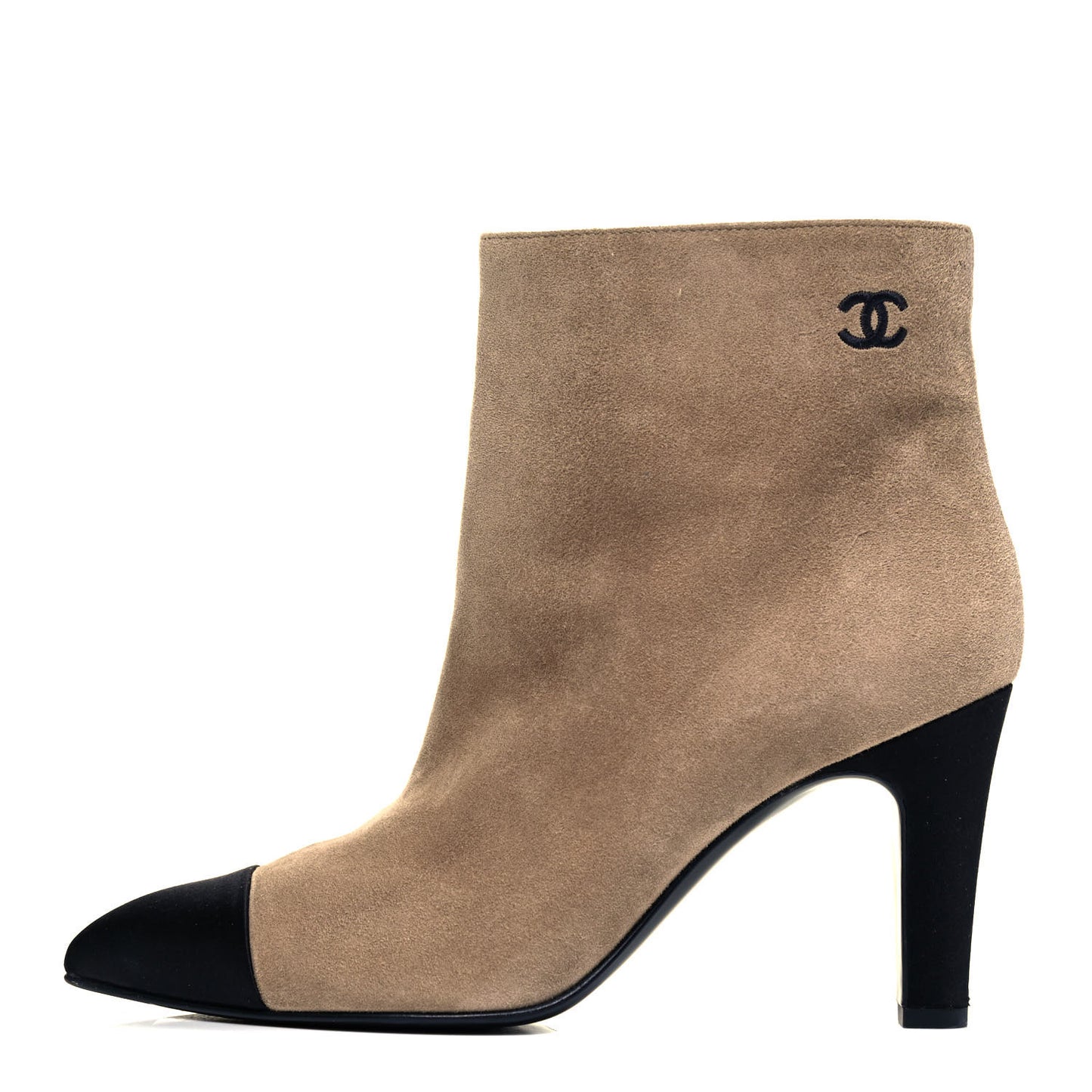 Suede Calfskin Satin Gabrielle Cap Toe Short Boots 38 Beige Black