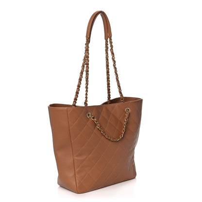 Chanel Calfskin Stitched Large Shopping Bag Brown 3 of 10