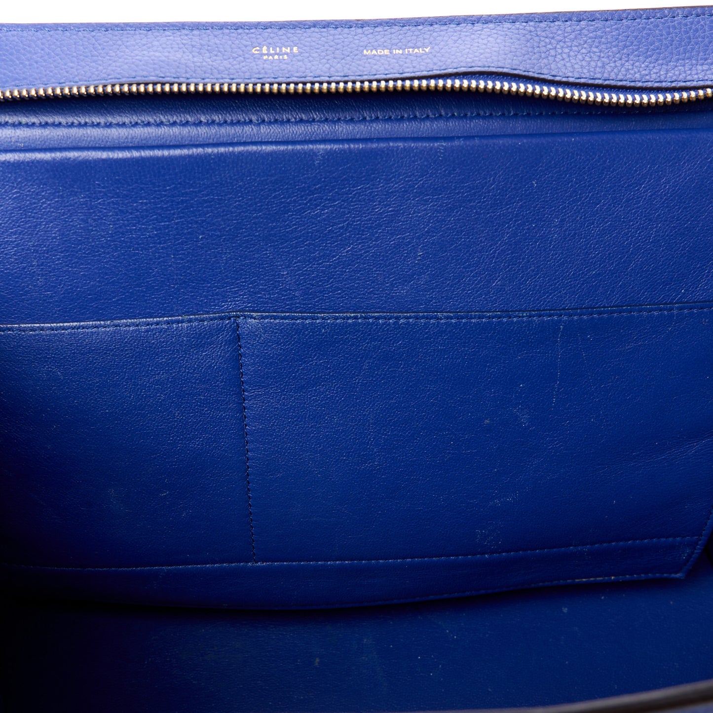 Drummed Calfskin Suede Medium Trapeze Indigo