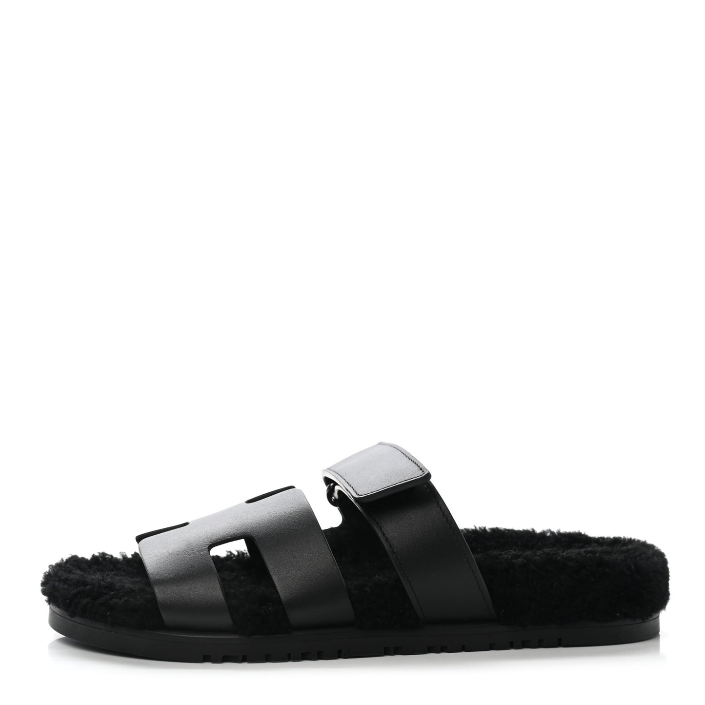 Calfskin Woolskin Womens Chypre Sandals 39.5 Black