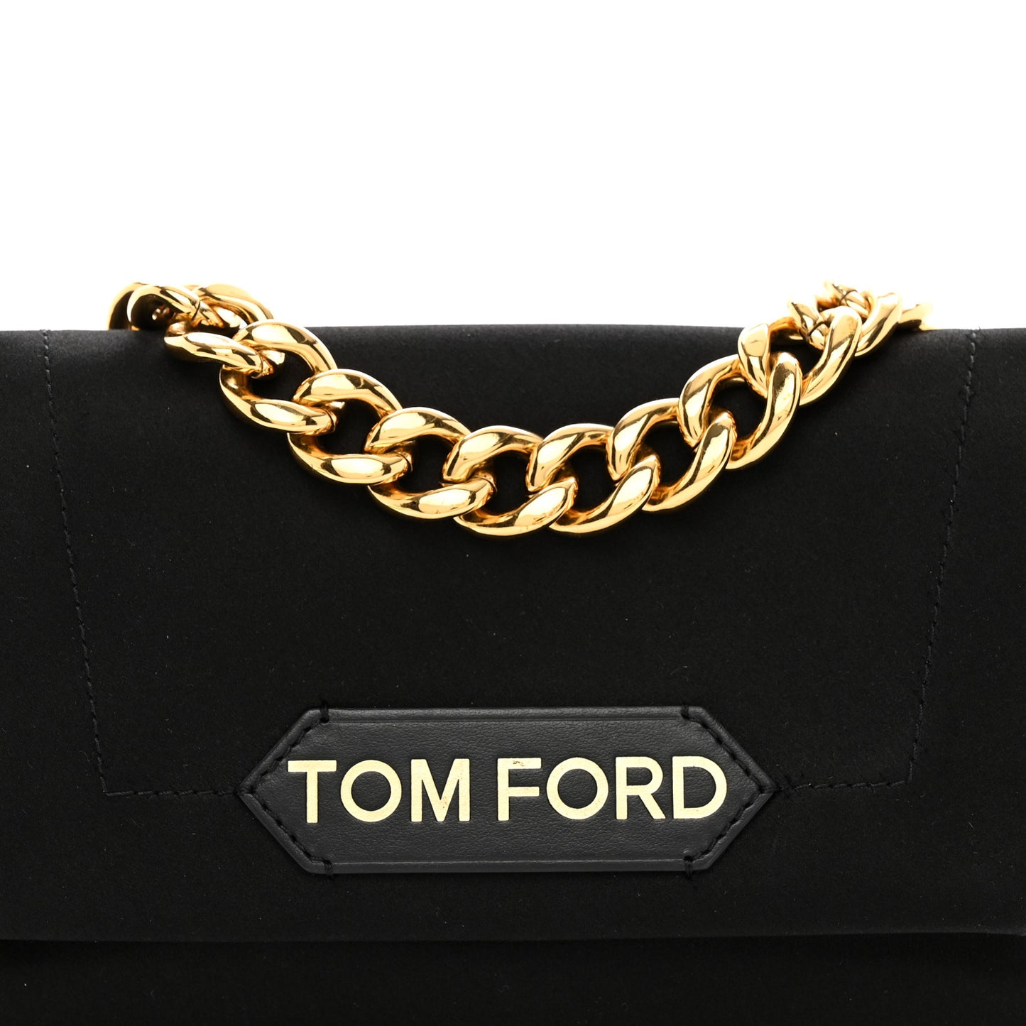 Satin Mini Label Chain Shoulder Bag Black