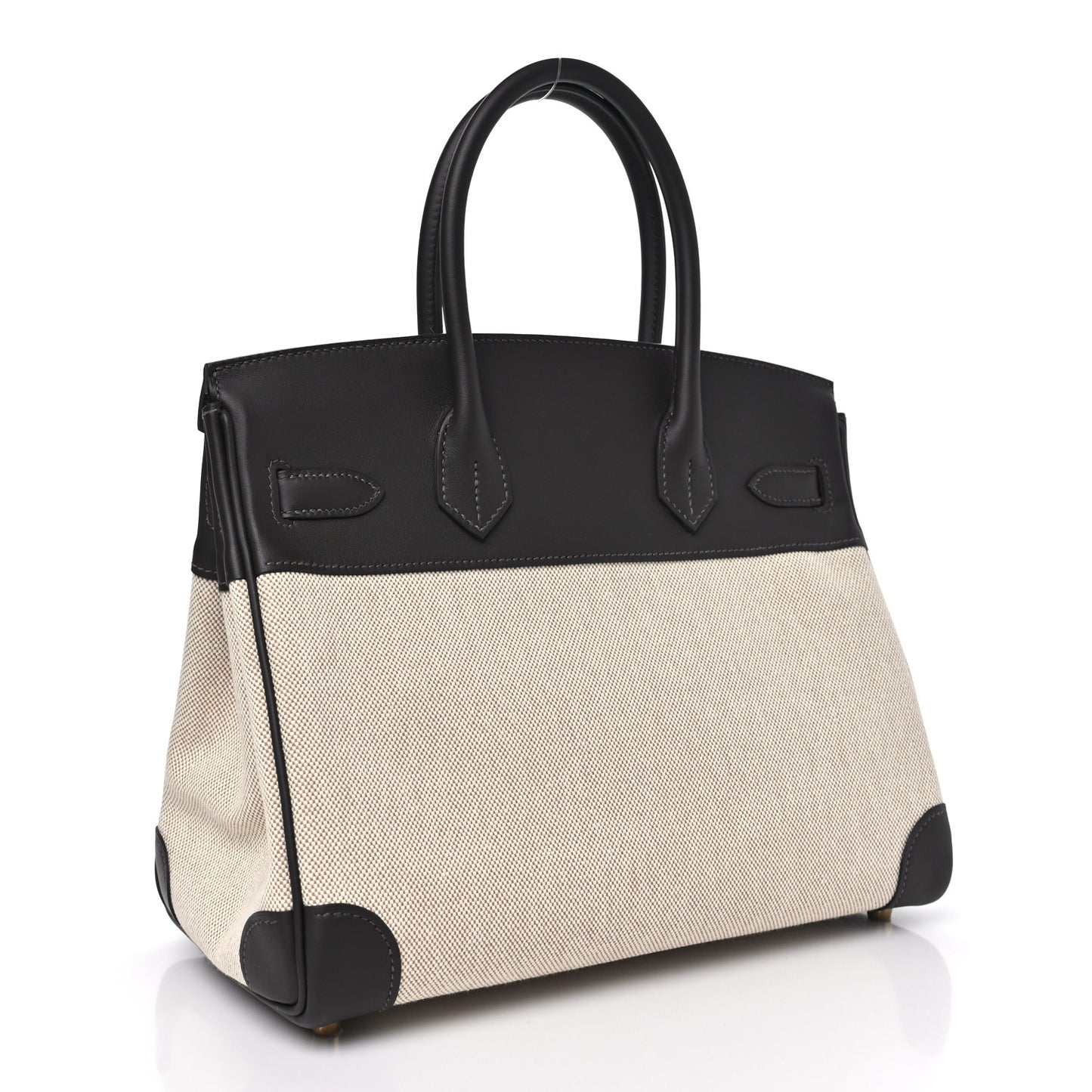 Toile H Swift Birkin 30  Ecru Bai Brun