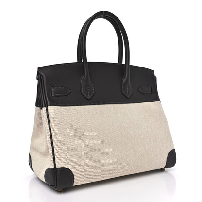Hermes Toile H Swift Birkin 30  Ecru Bai Brun 2 of 9