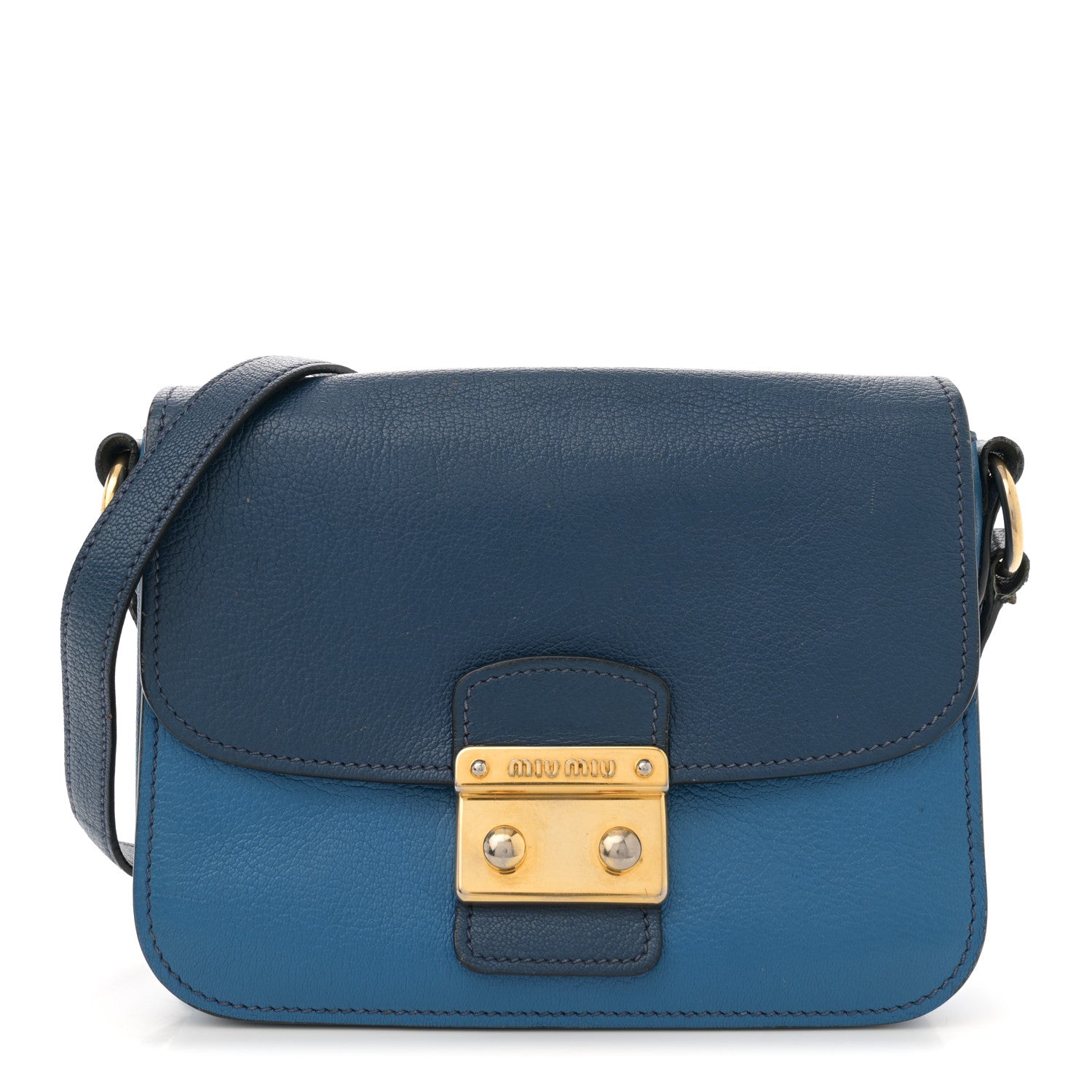 Miu Miu Madras Bicolor Shoulder Bag Marea Cobalt 1 of 15