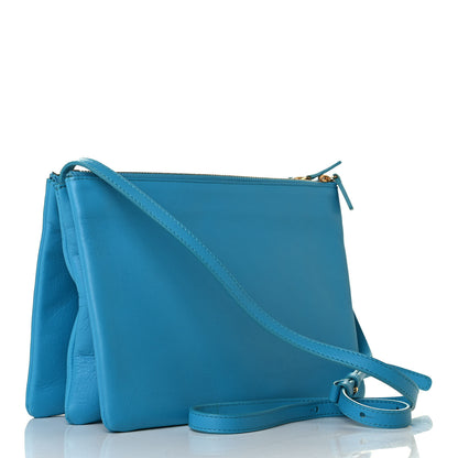 Celine Lambskin Large Trio Crossbody Bag Turquoise 2 of 5