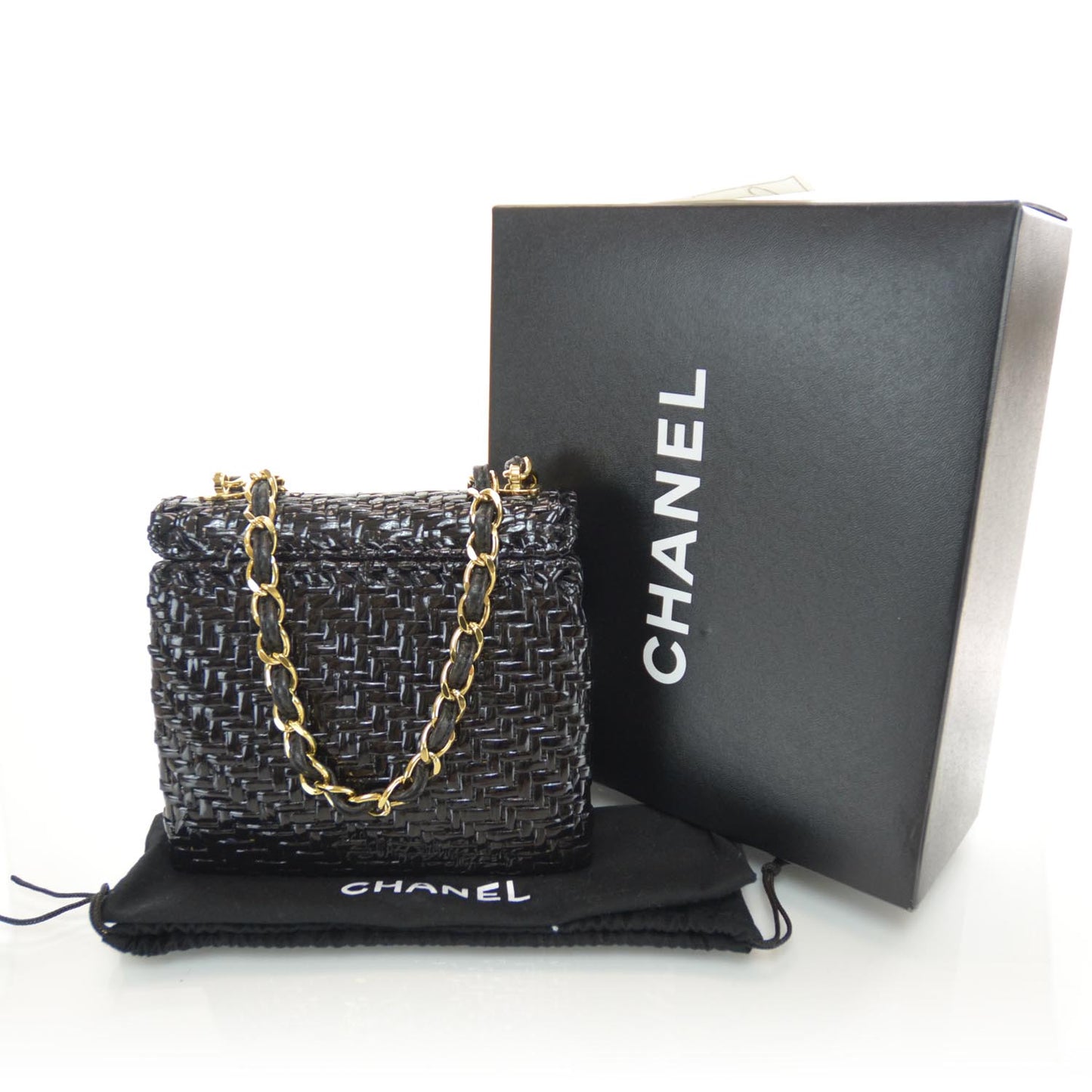 Patent Woven Mini Flap Black
