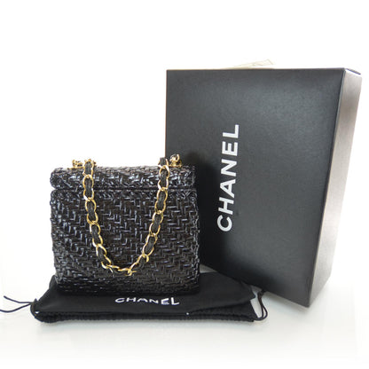 Chanel Patent Woven Mini Flap Black 3 of 9