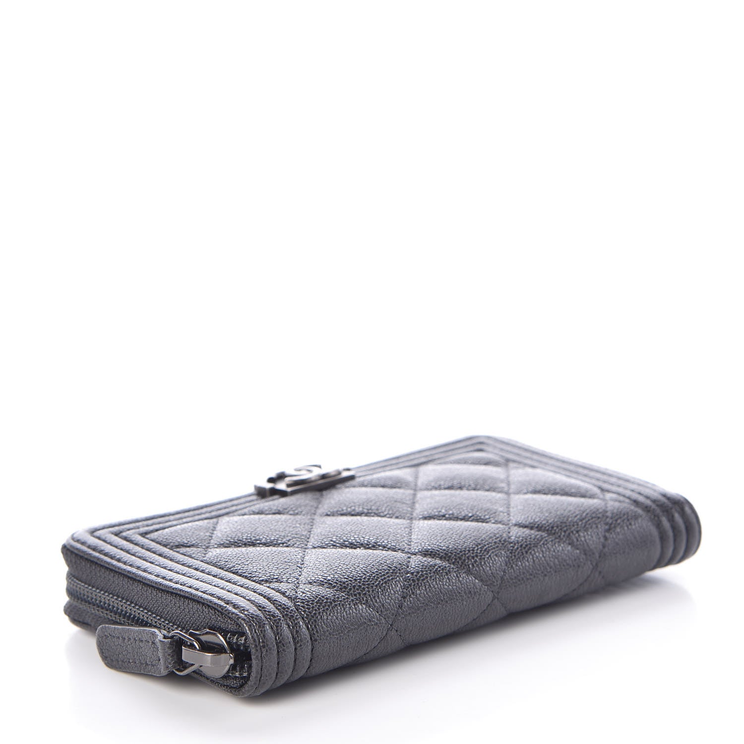 Chanel Iridescent Caviar Quilted Small Boy Zip Around Wallet Grey 3 of 9