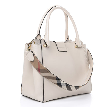 Burberry Soft Grain Calfskin Medium Buckle Tote Limestone 2 of 14