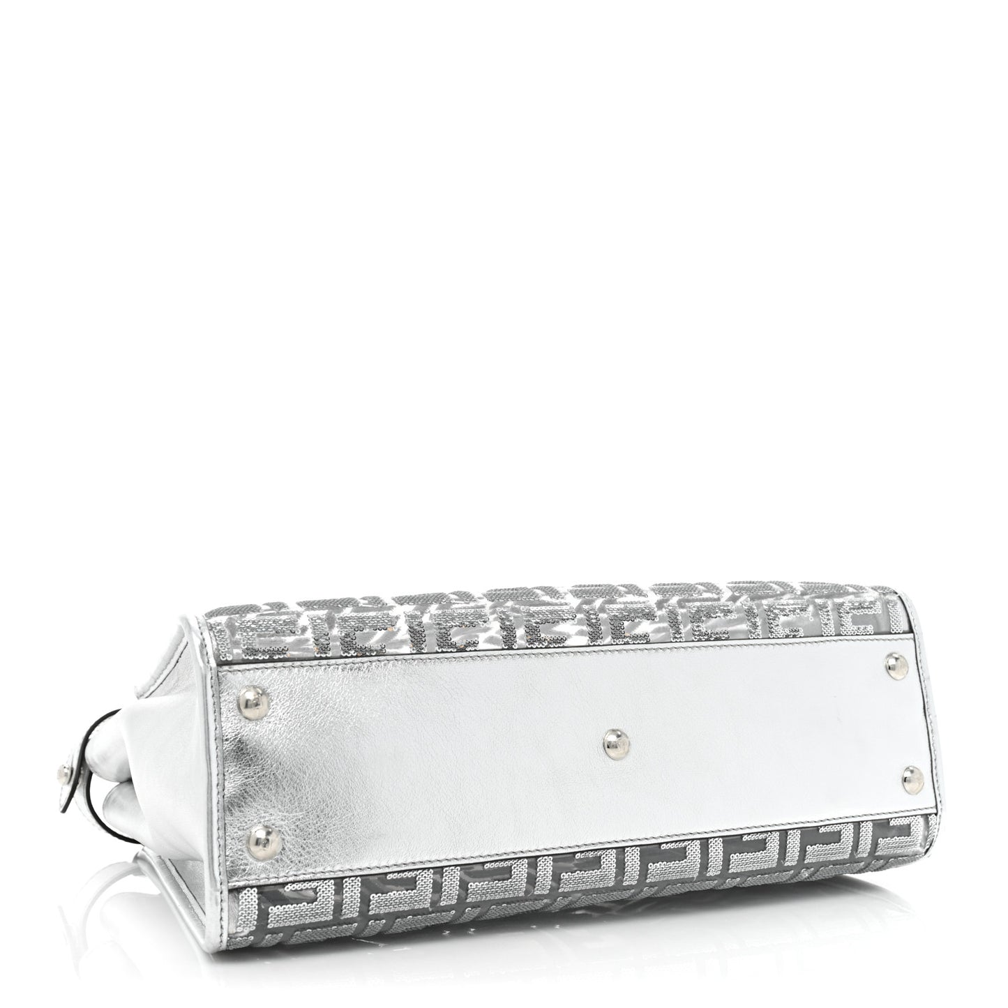 PVC Vitello Catalan Mirror Sequin FF Medium Peekaboo Iconic Satchel Argento