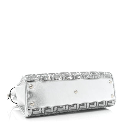 Fendi PVC Vitello Catalan Mirror Sequin FF Medium Peekaboo Iconic Satchel Argento 4 of 12