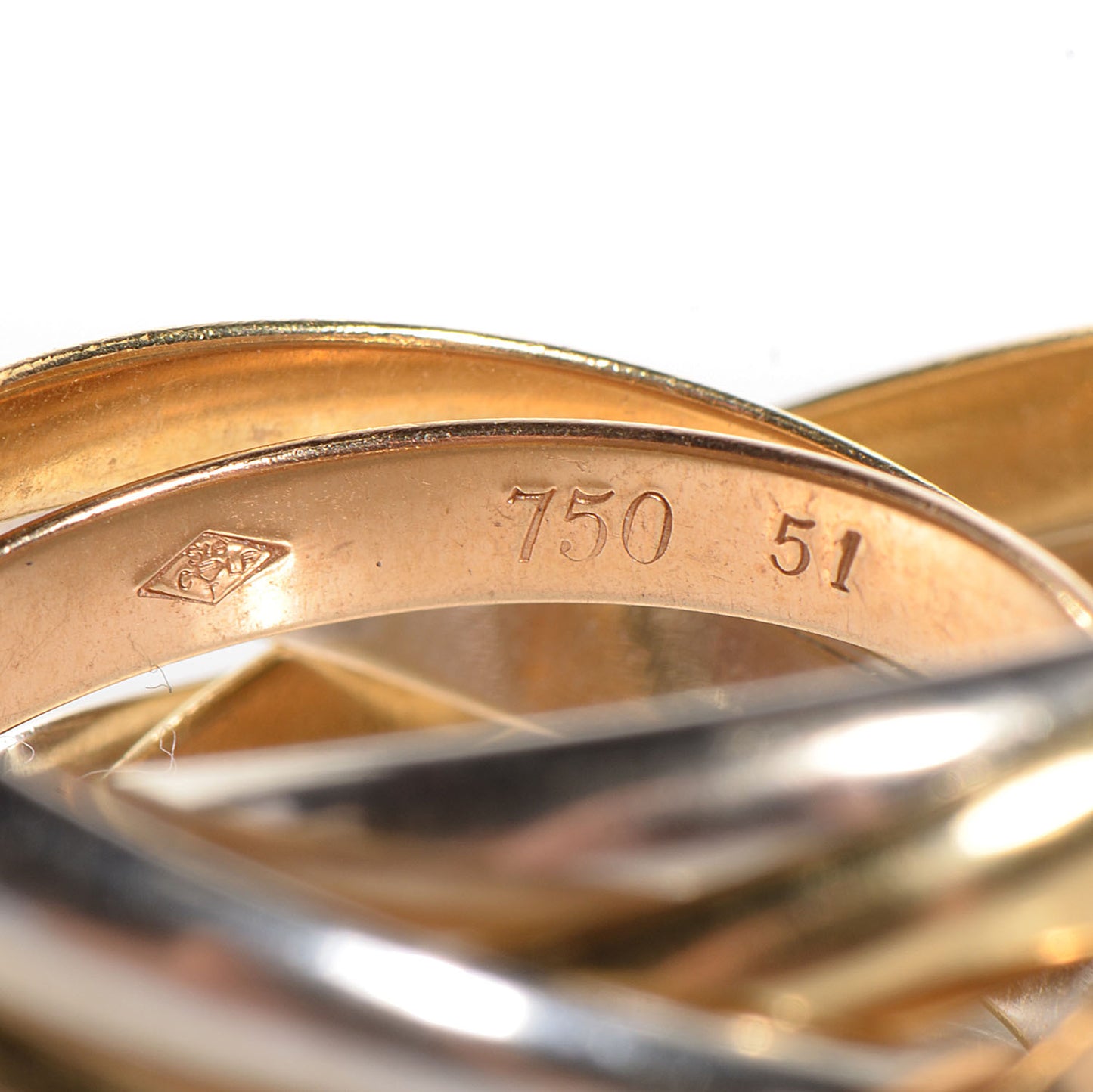 18k Pink Yellow White Gold Trinity Rolling Ring 51 5.75