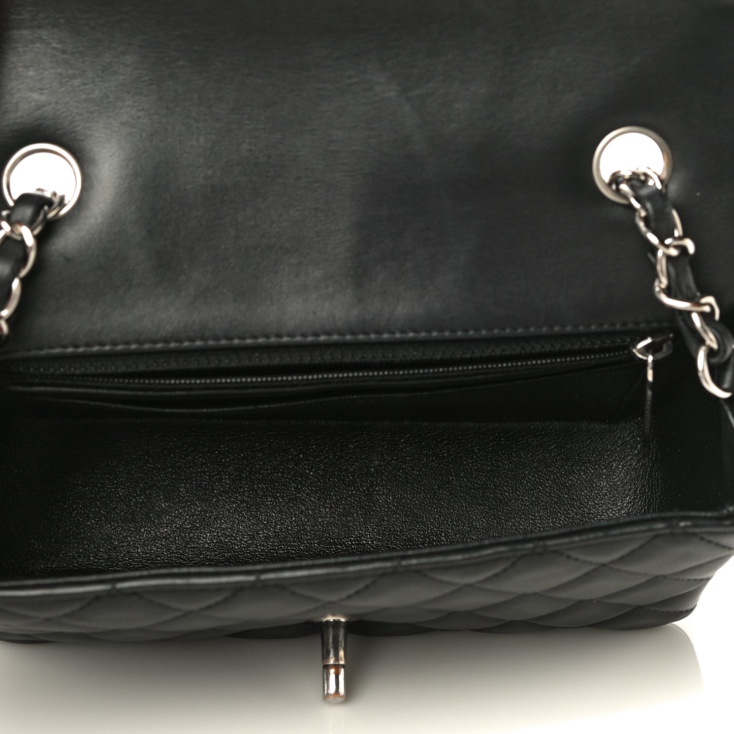 Lambskin Quilted Mini Rectangular Flap Black