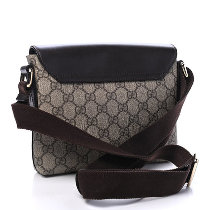 Gucci GG Supreme Monogram Selleria Calfskin Small Satchel Messenger Bag Beige Ebony Cocoa Dark Chocolate 2 of 4