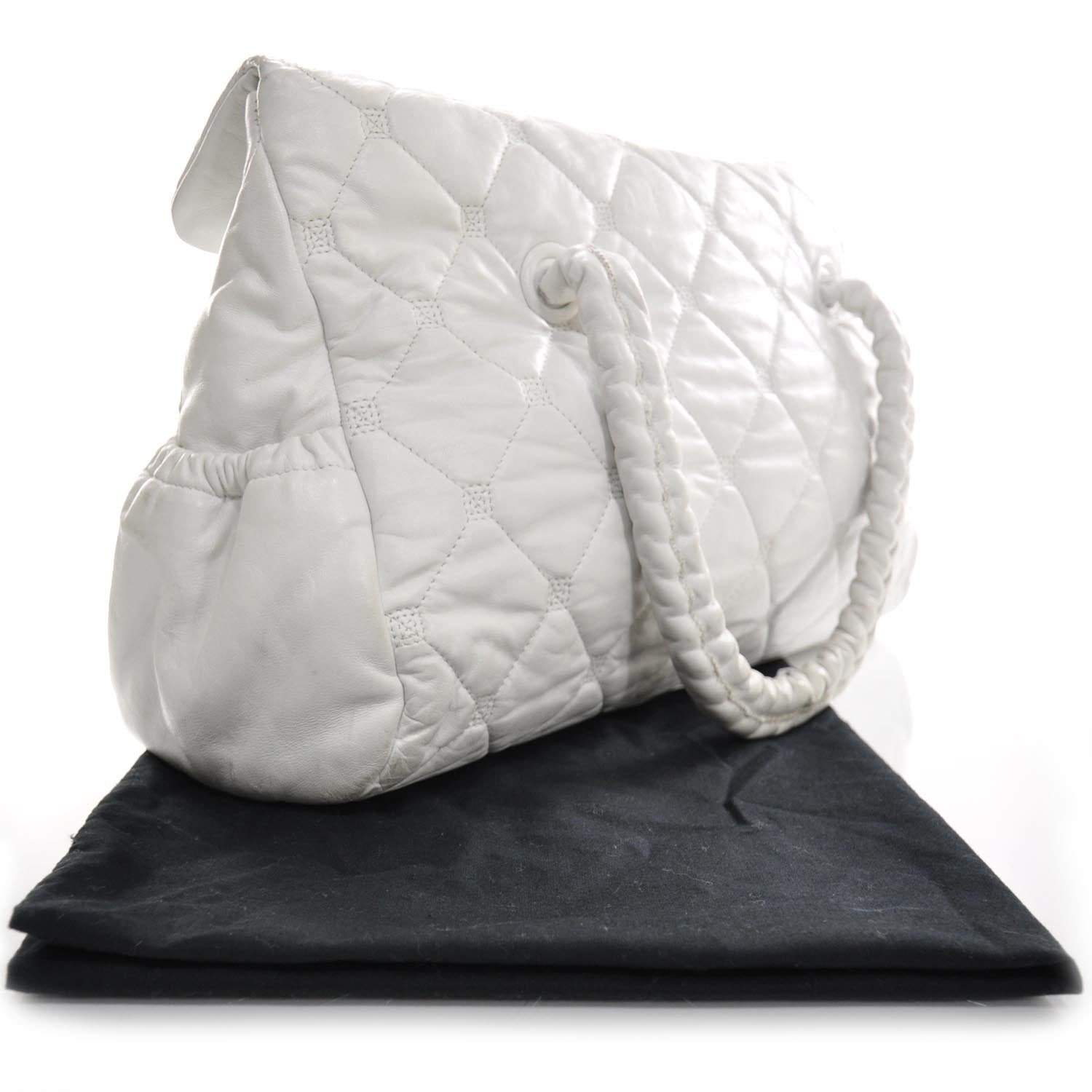 Chanel Quilted Lambskin Large Hidden Chain Tote White 2 of 12