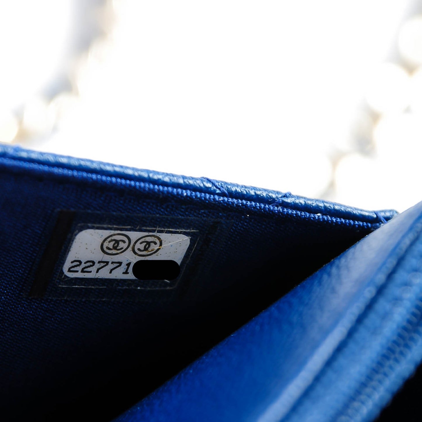 Caviar Quilted Boy Wallet On Chain WOC Dark Blue