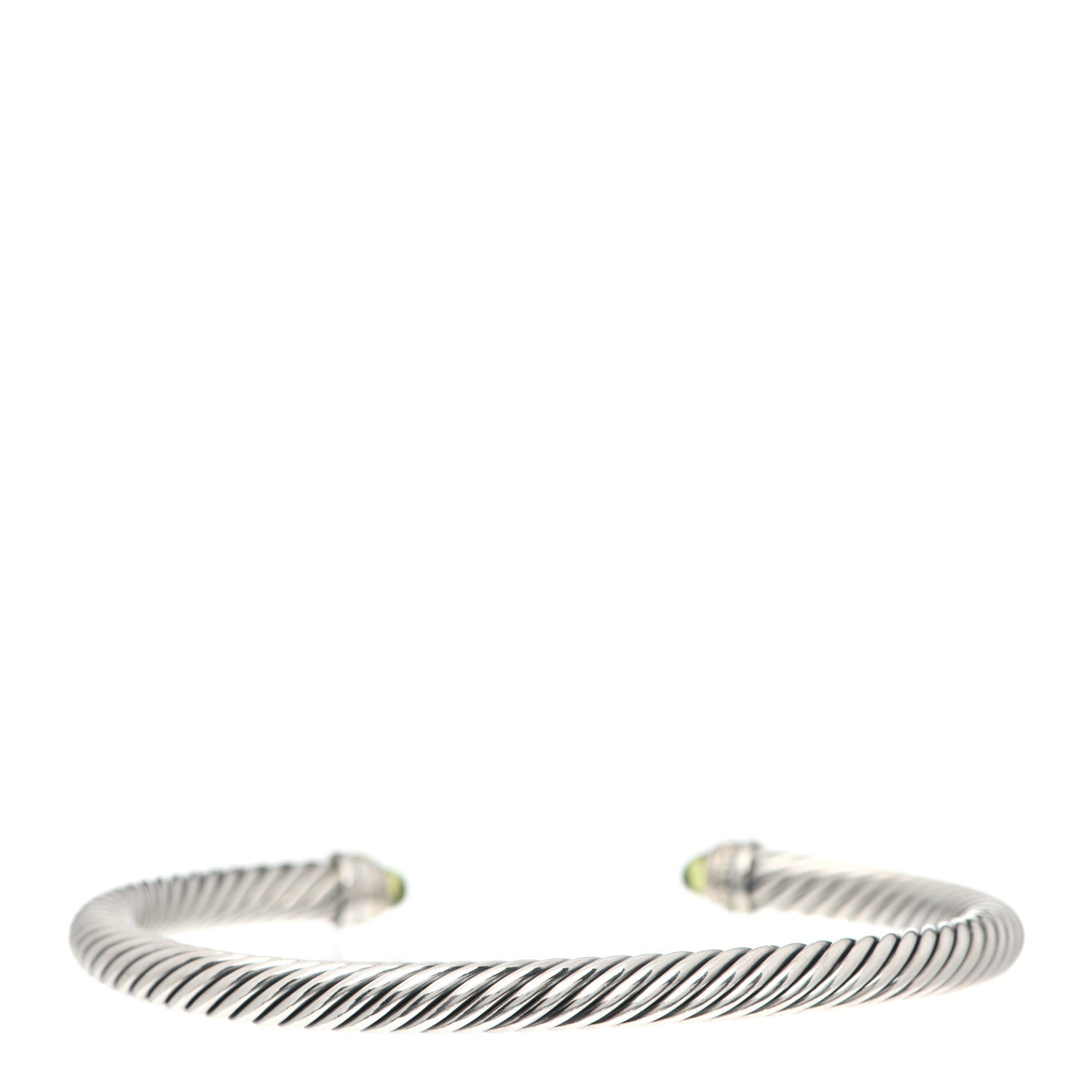 David Yurman Sterling Silver Diamond Peridot 5mm Cable Classics Bracelet 3 of 4