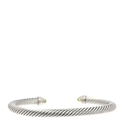 David Yurman Sterling Silver Diamond Peridot 5mm Cable Classics Bracelet 3 of 4