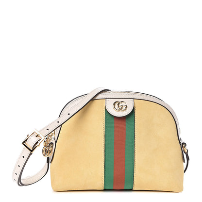 Gucci Suede Calfskin GG Web Small Ophidia Dome Shoulder Bag Burro New Mystic White 1 of 10