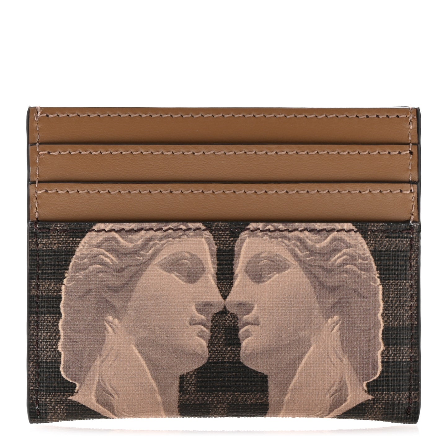 Glazed Fabric Vitello FF 1974 Statue Card Holder Moro Sand